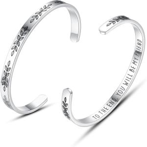 TONY & SANDY Cuff Bracelets for Women Teen Girls Best Friend Sister Mom Daughter Granddaughter Easter Birthday Mother’s Day Christmas Stocking Stuffers for Teen Girls Women Jewelry(0 – Friend Gifts – to the end  you will be my friend)