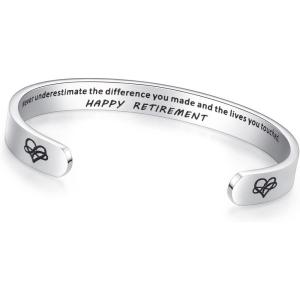 TONY & SANDY Cuff Bracelets for Women Teen Girls Best Friend Sister Mom Daughter Granddaughter Easter Birthday Mother’s Day Christmas Stocking Stuffers for Teen Girls Women Jewelry(1 – Retirement Gifts – Never underestimate the difference you made  and the lives you touched.)