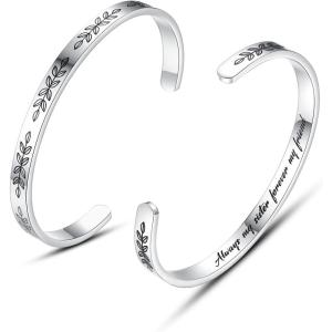 TONY & SANDY Cuff Bracelets for Women Teen Girls Best Friend Sister Mom Daughter Granddaughter Easter Birthday Mother’s Day Christmas Stocking Stuffers for Teen Girls Women Jewelry(1 – Sister Gifts – Always my sister forever my friend)