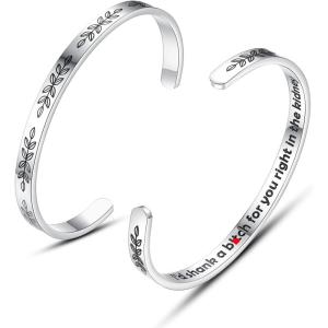 TONY & SANDY Cuff Bracelets for Women Teen Girls Best Friend Sister Mom Daughter Granddaughter Easter Birthday Mother’s Day Christmas Stocking Stuffers for Teen Girls Women Jewelry(0 – Friend Gifts – A – I’d shank a b@tch for you right in the kidney)