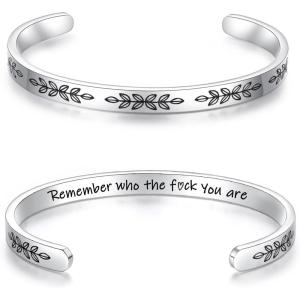 TONY & SANDY Cuff Bracelets for Women Teen Girls Best Friend Sister Mom Daughter Granddaughter Easter Birthday Mother’s Day Christmas Stocking Stuffers for Teen Girls Women Jewelry(1 – Remember who the f you are bracelet)