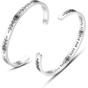 TONY & SANDY Cuff Bracelets for Women Teen Girls Best Friend Sister Mom Daughter Granddaughter Easter Birthday Mother’s Day Christmas Stocking Stuffers for Teen Girls Women Jewelry(1 – Aunt and Niece Gifts – The love between aunt and niece is forever)