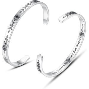 TONY & SANDY Cuff Bracelets for Women Teen Girls Best Friend Sister Mom Daughter Granddaughter Easter Birthday Mother’s Day Christmas Stocking Stuffers for Teen Girls Women Jewelry(1 – Sister Gifts – Not sisters by blood but sisters by heart)