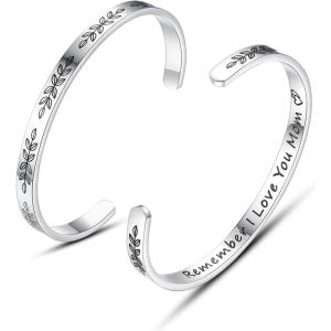 TONY & SANDY Cuff Bracelets for Women Teen Girls Best Friend Sister Mom Daughter Granddaughter Easter Birthday Mother’s Day Christmas Stocking Stuffers for Teen Girls Women Jewelry(1 – Mom Gifts – Remember I love you mom)