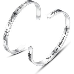 TONY & SANDY Cuff Bracelets for Women Teen Girls Best Friend Sister Mom Daughter Granddaughter Easter Birthday Mother’s Day Christmas Stocking Stuffers for Teen Girls Women Jewelry(1 – You are an amazing woman)