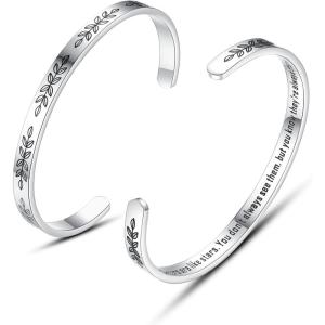 TONY & SANDY Cuff Bracelets for Women Teen Girls Best Friend Sister Mom Daughter Granddaughter Easter Birthday Mother’s Day Christmas Stocking Stuffers for Teen Girls Women Jewelry(1 – Sister Gifts – Sisters are like stars… but you know they’re always there)