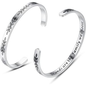 TONY & SANDY Cuff Bracelets for Women Teen Girls Best Friend Sister Mom Daughter Granddaughter Easter Birthday Mother’s Day Christmas Stocking Stuffers for Teen Girls Women Jewelry(0 – Friend Gifts – Friends are the family we choose)