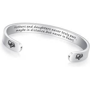 TONY & SANDY Cuff Bracelets for Women Teen Girls Best Friend Sister Mom Daughter Granddaughter Easter Birthday Mother’s Day Christmas Stocking Stuffers for Teen Girls Women Jewelry(1 – Mother Daughter Gift -Mothers and daughters never truly part maybe in distance …)