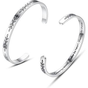 TONY & SANDY Cuff Bracelets for Women Teen Girls Best Friend Sister Mom Daughter Granddaughter Easter Birthday Mother’s Day Christmas Stocking Stuffers for Teen Girls Women Jewelry(1 – Cousin Gifts – Cousins by blood  sisters by heart  friends by choice)