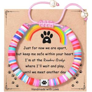 TONY & SANDY Dog Memorial Gifts, Pet Sympathy Rainbow Bridge Pet Memorial Bracelet for Men Women Girls Who Loss of Beloved Dog Cat(Colorful)