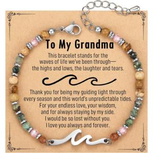 TONY & SANDY Friend Gifts for Women, Unique Valentine’s Day Gifts for Her, Sister Gifts from Sister, Wave Bracelet, Christmas Birthday Gifts for Women, Bestie Friendship Bracelets(Grandma)