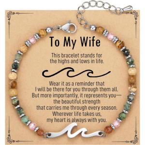 TONY & SANDY Friend Gifts for Women, Unique Valentine’s Day Gifts for Her, Sister Gifts from Sister, Wave Bracelet, Christmas Birthday Gifts for Women, Bestie Friendship Bracelets(Wife)