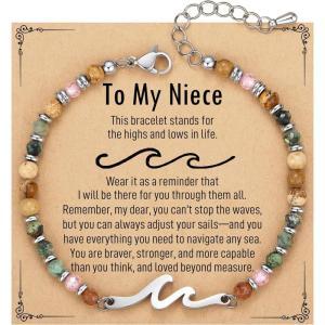 TONY & SANDY Friend Gifts for Women, Unique Valentine’s Day Gifts for Her, Sister Gifts from Sister, Wave Bracelet, Christmas Birthday Gifts for Women, Bestie Friendship Bracelets(Niece)