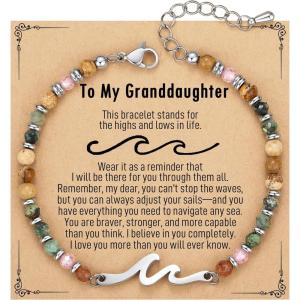 TONY & SANDY Friend Gifts for Women, Unique Valentine’s Day Gifts for Her, Sister Gifts from Sister, Wave Bracelet, Christmas Birthday Gifts for Women, Bestie Friendship Bracelets(Granddaughter)