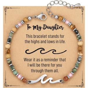 TONY & SANDY Friend Gifts for Women, Unique Valentine’s Day Gifts for Her, Sister Gifts from Sister, Wave Bracelet, Christmas Birthday Gifts for Women, Bestie Friendship Bracelets(Daughter)