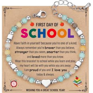 TONY & SANDY Graduation Gifts for Her, Graduation Bracelets for Women Girls Middle High School College Graduates(Back to School – Amazonite)