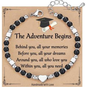 TONY & SANDY Graduation Gifts for Her, Graduation Bracelets for Women Girls Middle High School College Graduates(Black Onyx)