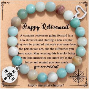 TONY & SANDY Retirement Gifts for Women Compass Bracelet Coworkers Farewell Leaving Goodbye Moving Going Away Gifts for Coworkers Women Friends Teacher Employee(Retirement – Amazonite)