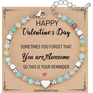 TONY & SANDY Tiny Beaded Bracelets for Women, Sometimes You Forget You’re Awesome Gift, Unique Stocking Stuffers for Women, Mom, Daughter, Wife, Coworker, Best Friend, Bestie, Granddaughter(Valentine’s Gift – Amazonite)