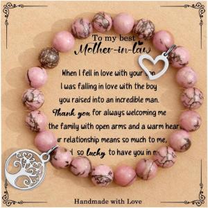 TONY & SANDY Unique Christmas Stocking Stuffers for Women, Mom, Daughter, Wife, Friends, Sister, Aunt – Beaded Bracelets Women Teen Girls Gifts Jewelry on Birthday Graduation Easter(Mother in law)