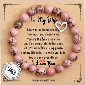 TONY & SANDY Unique Christmas Stocking Stuffers for Women, Mom, Daughter, Wife, Friends, Sister, Aunt – Beaded Bracelets Women Teen Girls Gifts Jewelry on Birthday Graduation Easter(Wife)