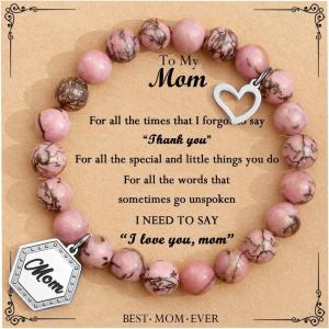 TONY & SANDY Unique Christmas Stocking Stuffers for Women, Mom, Daughter, Wife, Friends, Sister, Aunt – Beaded Bracelets Women Teen Girls Gifts Jewelry on Birthday Graduation Easter(A – Mom)