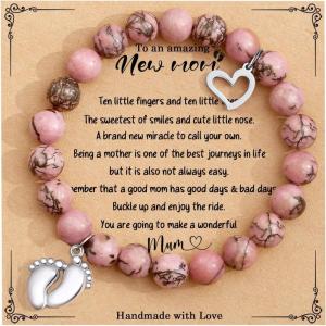 TONY & SANDY Unique Christmas Stocking Stuffers for Women, Mom, Daughter, Wife, Friends, Sister, Aunt – Beaded Bracelets Women Teen Girls Gifts Jewelry on Birthday Graduation Easter(New Mom)