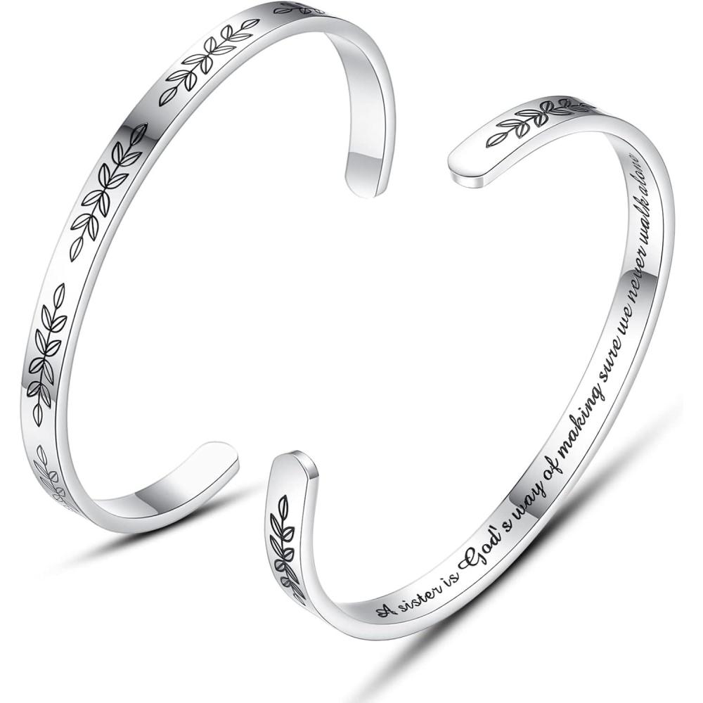 imageTONY ampamp SANDY Cuff Bracelets for Women Teen Girls Best Friend Sister Mom Daughter Granddaughter Easter Birthday Mothers Day Christmas Stocking Stuffers for Teen Girls Women Jewelry1 Sister Gifts A sister is gods way of making sure we never walk alone
