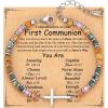 TONY & SANDY Christian Cross Bracelet for Women, Valentine’s Day Gifts for Her, Confirmation Baptism Easter Gifts, Unique Gift for Friends Daughter Mom Sister in Christ Birthday Christmas(First Communion)