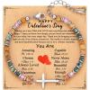 TONY & SANDY Christian Cross Bracelet for Women, Valentine’s Day Gifts for Her, Confirmation Baptism Easter Gifts, Unique Gift for Friends Daughter Mom Sister in Christ Birthday Christmas(Happy Valentine’s Day)