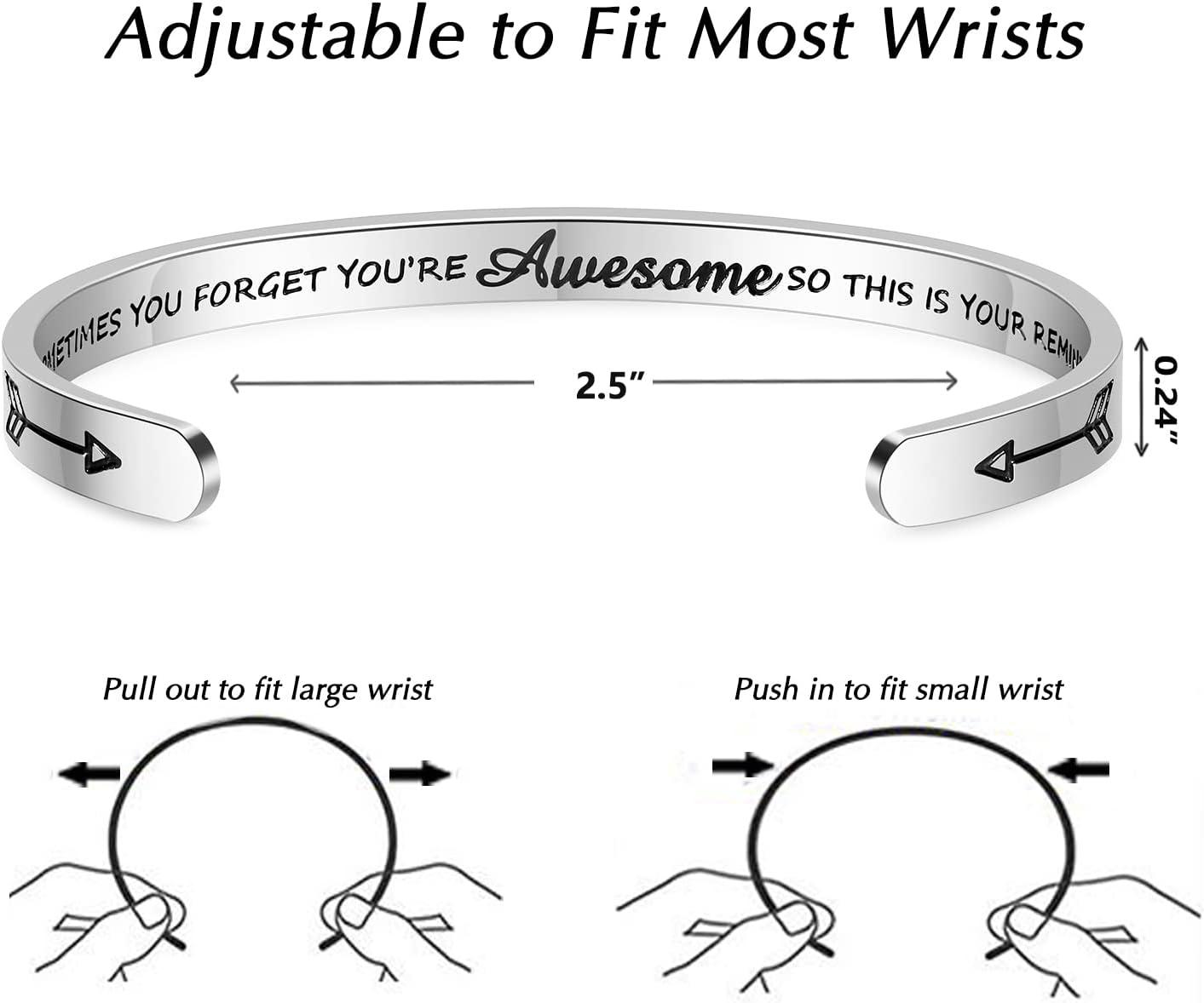 imageTONY amp SANDY Inspirational Bracelets for Women Teen Girls Personalized Gifts for Daughter Granddaughter Mom Sister Friends Stainless Steel Engraved Cuff Birthday Easter ChristmasA Sometimes you forget you re awesome so this is your reminder
