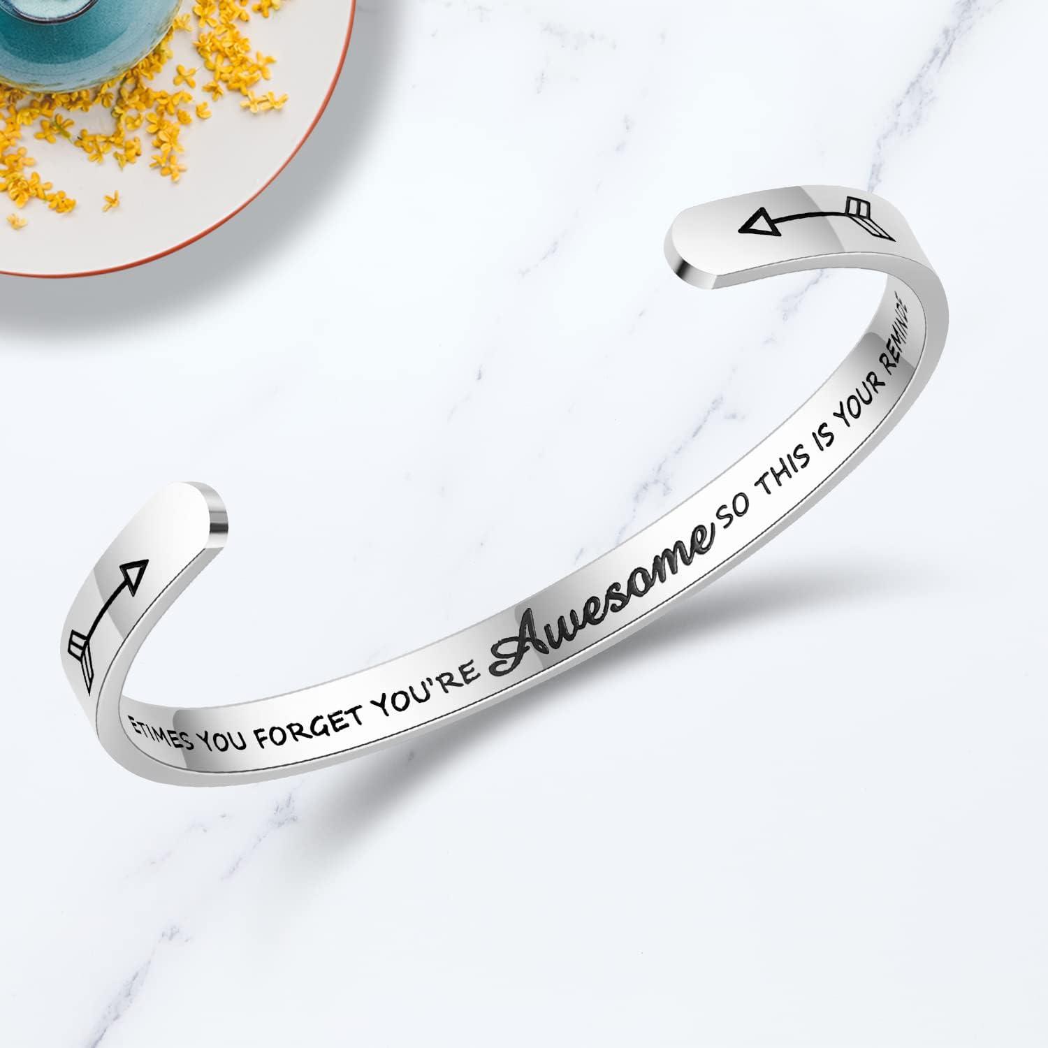 imageTONY amp SANDY Inspirational Bracelets for Women Teen Girls Personalized Gifts for Daughter Granddaughter Mom Sister Friends Stainless Steel Engraved Cuff Birthday Easter ChristmasA Sometimes you forget you re awesome so this is your reminder