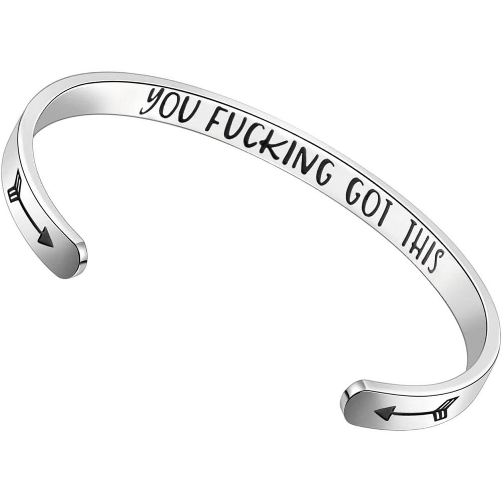 imageTONY amp SANDY Inspirational Bracelets for Women Teen Girls Personalized Gifts for Daughter Granddaughter Mom Sister Friends Stainless Steel Engraved Cuff Birthday Easter ChristmasA You got this