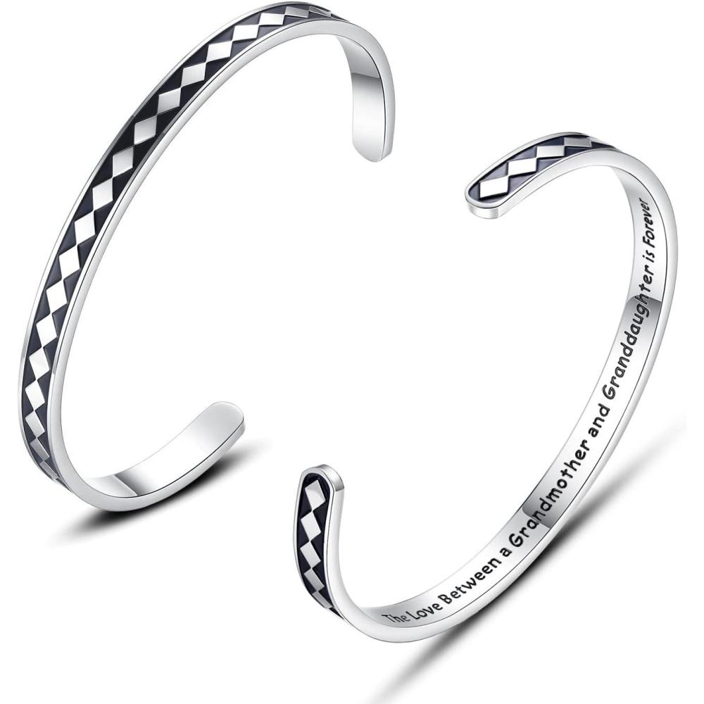imageTONY amp SANDY Inspirational Bracelets for Women Teen Girls Personalized Gifts for Daughter Granddaughter Mom Sister Friends Stainless Steel Engraved Cuff Birthday Easter ChristmasA Grandmother Granddaughter Gifts The love between a grandmother and granddaughter is forever