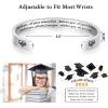 TONY & SANDY Inspirational Bracelets for Women Teen Girls Personalized Gifts for Daughter Granddaughter Mom Sister Friends Stainless Steel Engraved Cuff Birthday Easter Christmas(A – Graduation Gifts – Behind you  all your memories. Before you  all your dreams.)