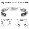 TONY & SANDY Inspirational Bracelets for Women Teen Girls Personalized Gifts for Daughter Granddaughter Mom Sister Friends Stainless Steel Engraved Cuff Birthday Easter Christmas(A – Sun & Moon – She believed she could so she did)