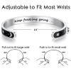 TONY & SANDY Inspirational Bracelets for Women Teen Girls Personalized Gifts for Daughter Granddaughter Mom Sister Friends Stainless Steel Engraved Cuff Birthday Easter Christmas(Keep going – Sun & Moon)