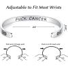 TONY & SANDY Inspirational Bracelets for Women Teen Girls Personalized Gifts for Daughter Granddaughter Mom Sister Friends Stainless Steel Engraved Cuff Birthday Easter Christmas(A – F@ck Cancer)