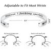 TONY & SANDY Inspirational Bracelets for Women Teen Girls Personalized Gifts for Daughter Granddaughter Mom Sister Friends Stainless Steel Engraved Cuff Birthday Easter Christmas(A – Because I f@cking sparkle)