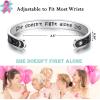 TONY & SANDY Inspirational Bracelets for Women Teen Girls Personalized Gifts for Daughter Granddaughter Mom Sister Friends Stainless Steel Engraved Cuff Birthday Easter Christmas(A – Sun & Moon – She doesn’t fight alone)