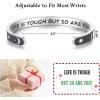 TONY & SANDY Inspirational Bracelets for Women Teen Girls Personalized Gifts for Daughter Granddaughter Mom Sister Friends Stainless Steel Engraved Cuff Birthday Easter Christmas(A – Sun & Moon – Life is tough but so are you)