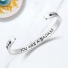TONY & SANDY Inspirational Bracelets for Women Teen Girls Personalized Gifts for Daughter Granddaughter Mom Sister Friends Stainless Steel Engraved Cuff Birthday Easter Christmas(A – You are a badass)