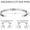 TONY & SANDY Inspirational Bracelets for Women Teen Girls Personalized Gifts for Daughter Granddaughter Mom Sister Friends Stainless Steel Engraved Cuff Birthday Easter Christmas(A – Be brave be strong be badass- Leaf)