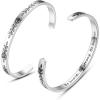 TONY & SANDY Inspirational Bracelets for Women Teen Girls Personalized Gifts for Daughter Granddaughter Mom Sister Friends Stainless Steel Engraved Cuff Birthday Easter Christmas(A – Be brave be strong be badass- Leaf)