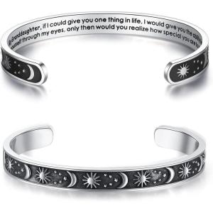 TONY & SANDY Inspirational Bracelets for Women Teen Girls Personalized Gifts for Daughter Granddaughter Mom Sister Friends Stainless Steel Engraved Cuff Birthday Easter Christmas(A – Granddaughter Gifts – If I could give you one thing in life…how special you are to me)