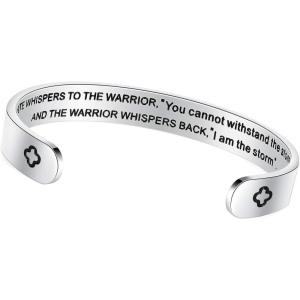 TONY & SANDY Inspirational Bracelets for Women Teen Girls Personalized Gifts for Daughter Granddaughter Mom Sister Friends Stainless Steel Engraved Cuff Birthday Easter Christmas(Fate whispers to the warrior you cannot withstand the storm)