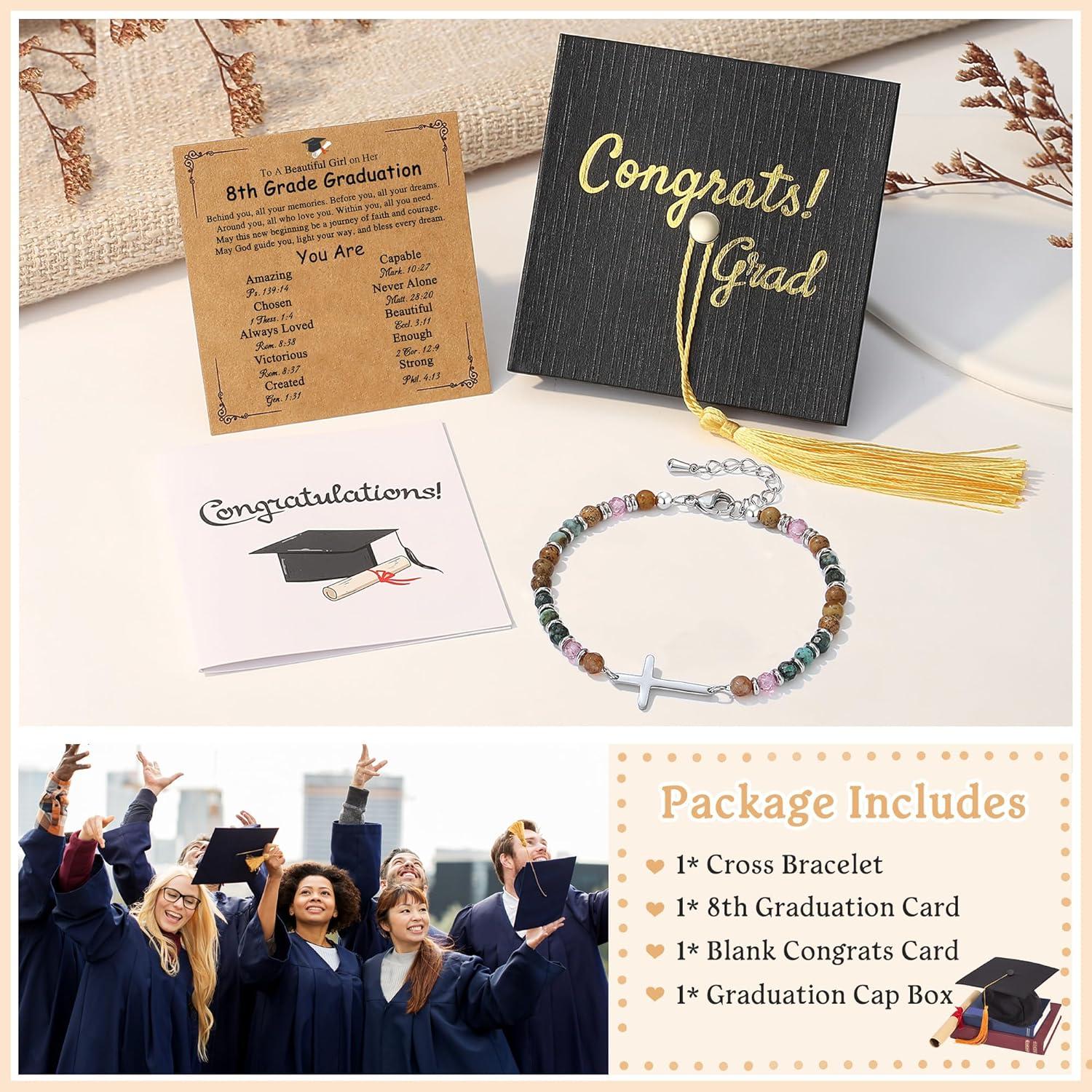 imageTONY amp SANDY Graduation Gifts for Her 2026 Graduation Decorations Cross Bracelets for Women Girls Middle High School College Graduates With Graduation Cap Box and Meaningful Cards8th Grade