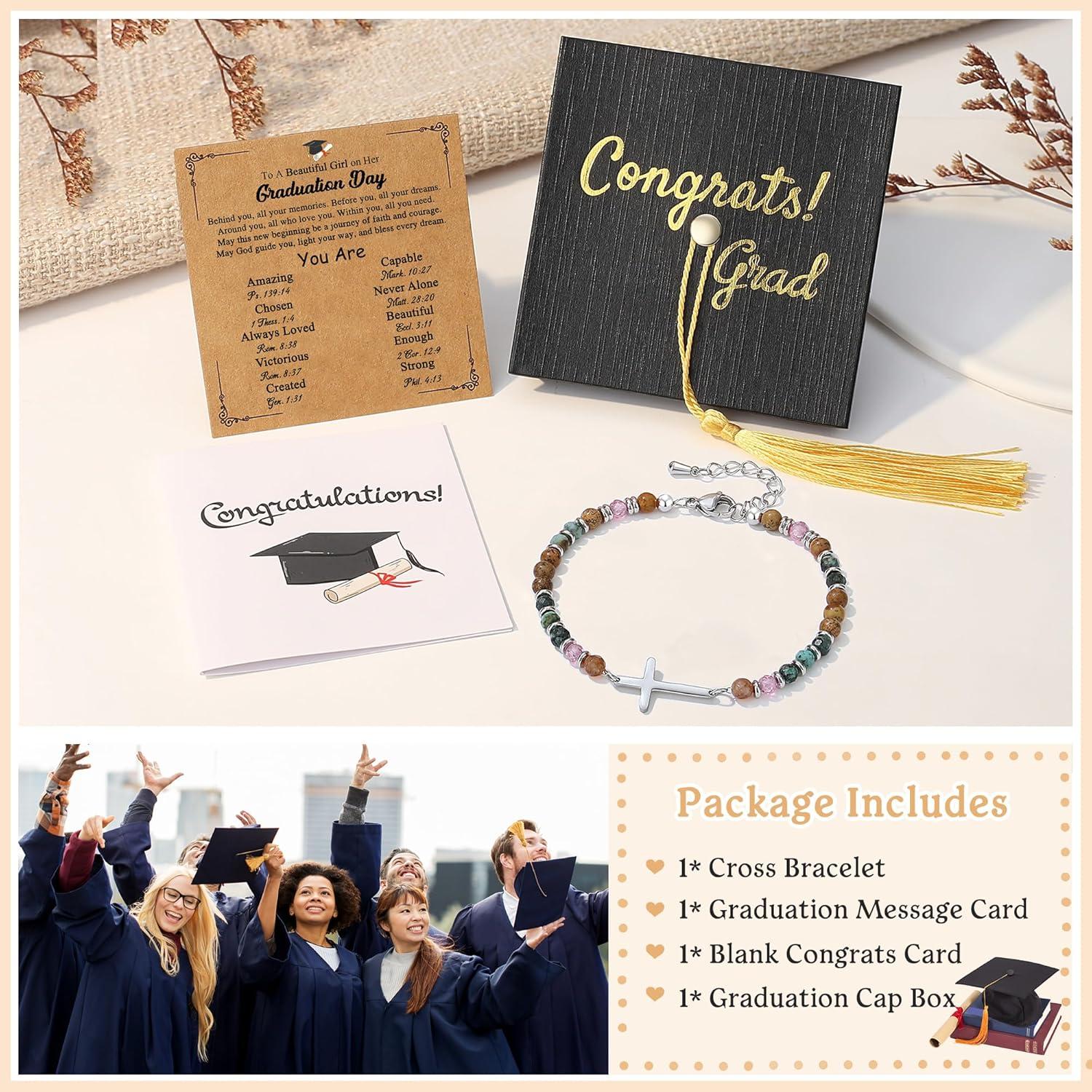 imageTONY amp SANDY Graduation Gifts for Her 2026 Graduation Decorations Cross Bracelets for Women Girls Middle High School College Graduates With Graduation Cap Box and Meaningful CardsGraduation Cross