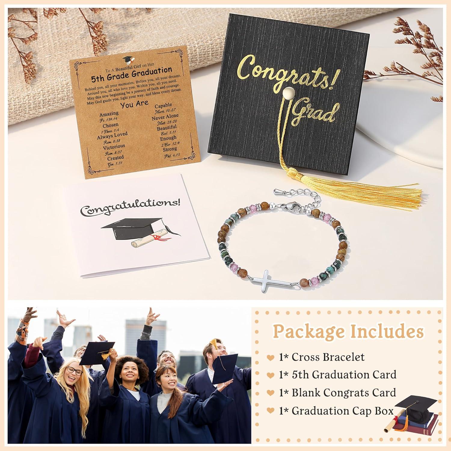 imageTONY amp SANDY Graduation Gifts for Her 2026 Graduation Decorations Cross Bracelets for Women Girls Middle High School College Graduates With Graduation Cap Box and Meaningful Cards5th Grade