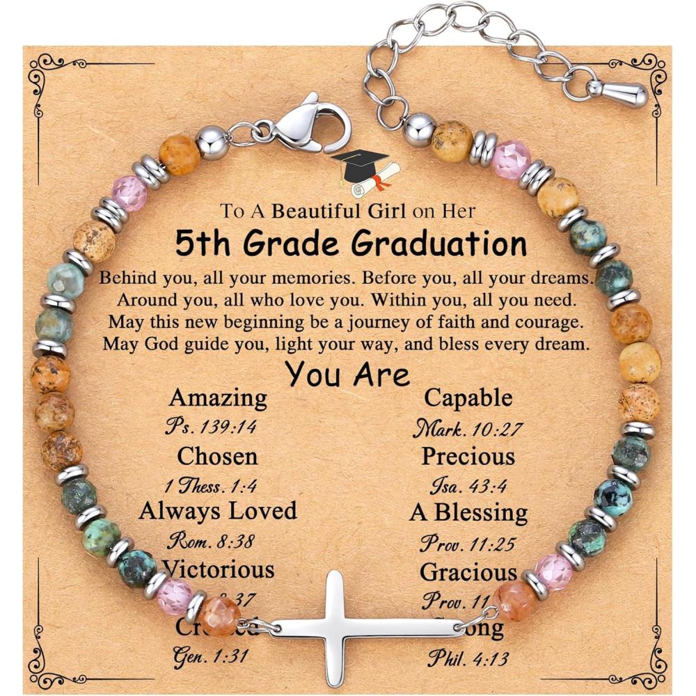 imageTONY amp SANDY Graduation Gifts for Her 2026 Graduation Decorations Cross Bracelets for Women Girls Middle High School College Graduates With Graduation Cap Box and Meaningful Cards5th Grade